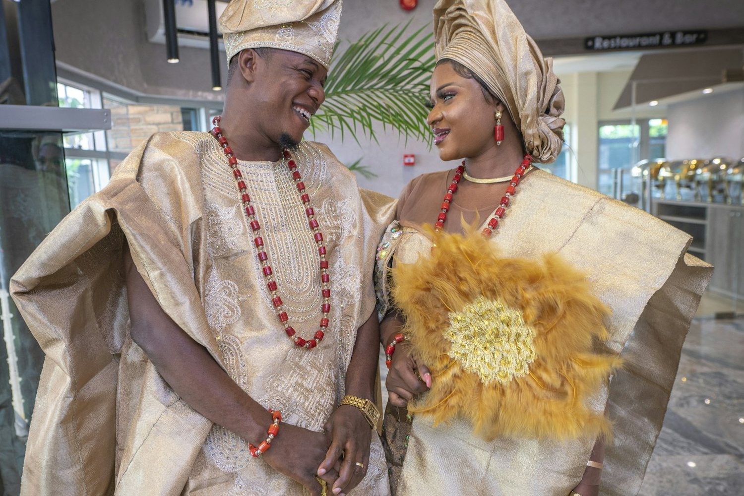 Couple in traditional Nigerian wedding attire