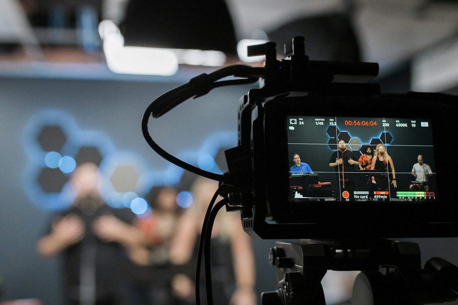 Camera and field monitor set up for a livestream