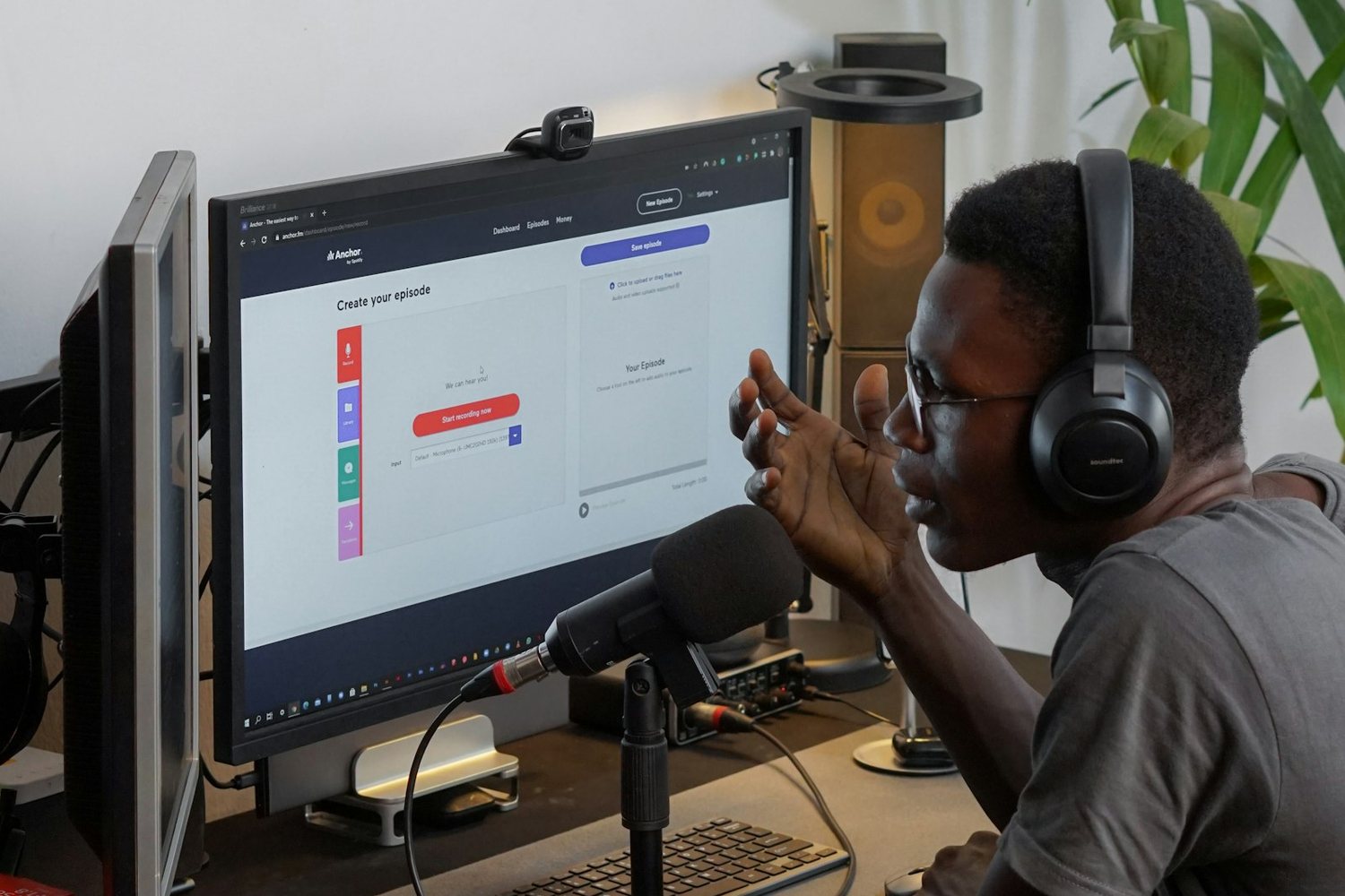 Developer reviewing a dashboard at his workstation